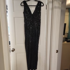 Badgley Mischka black sequin gown